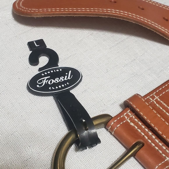 Fossil NWT Stretch Khaki Stripe Elastic Belt Sz L - Picture 3 of 9